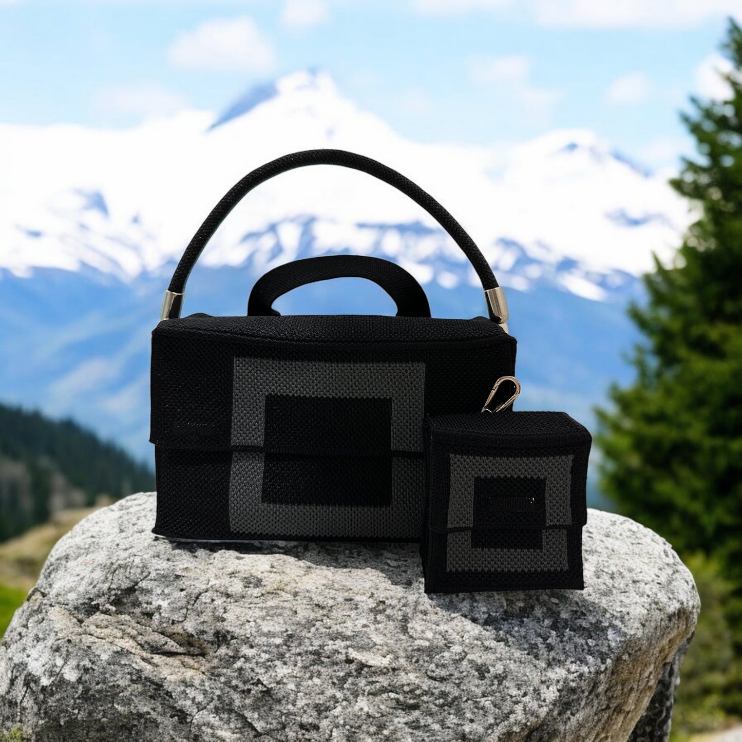Paris Clutch: Black + Dark Grey