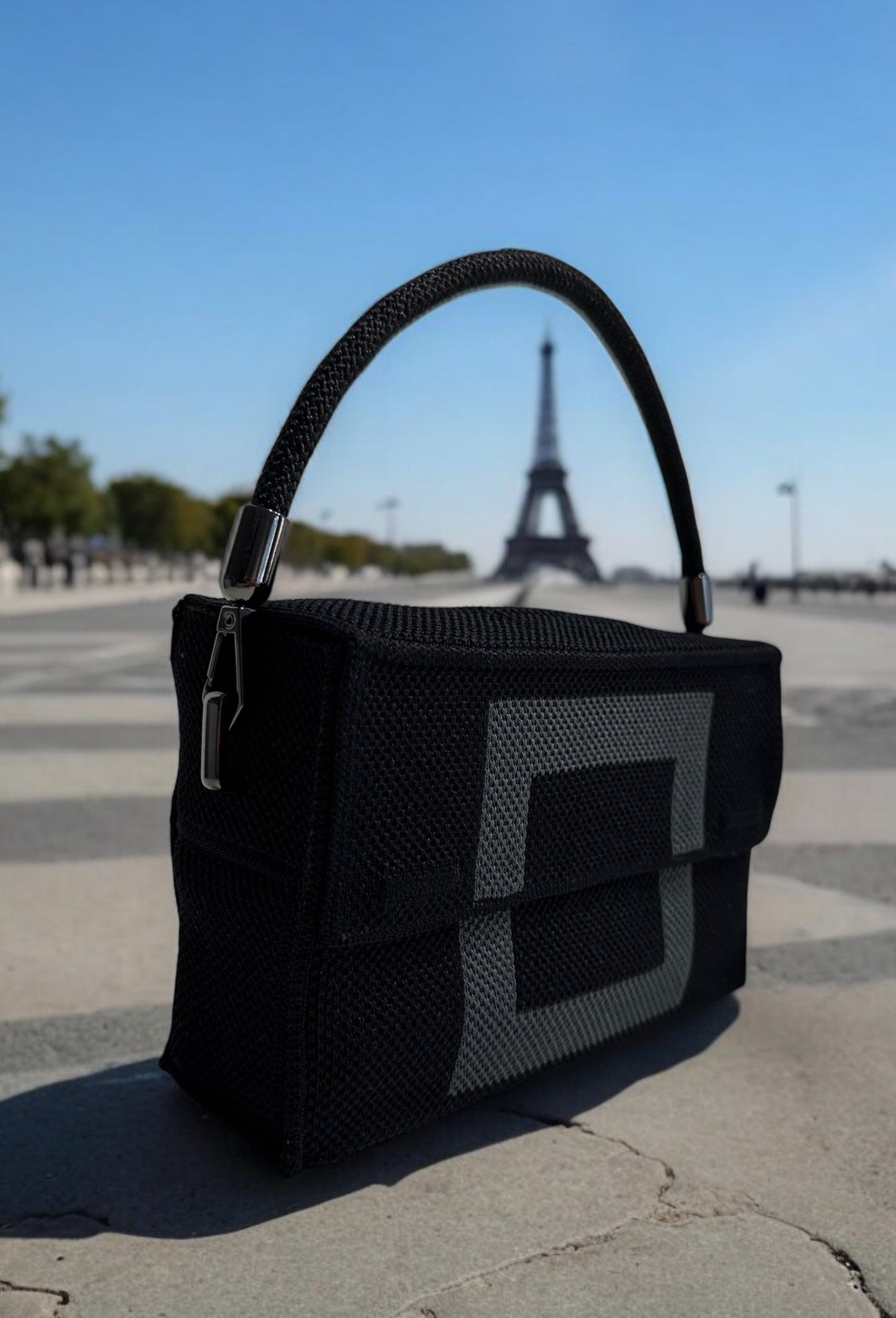 Paris Clutch: Black + Dark Grey