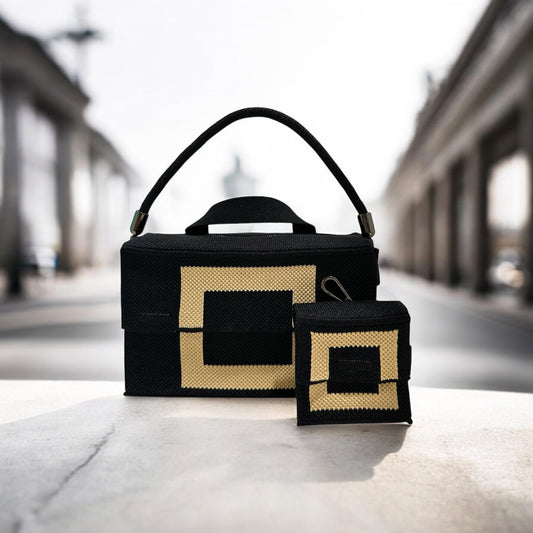 2 in 1 set: Monaco bag + Paris bag (Beige + Black)