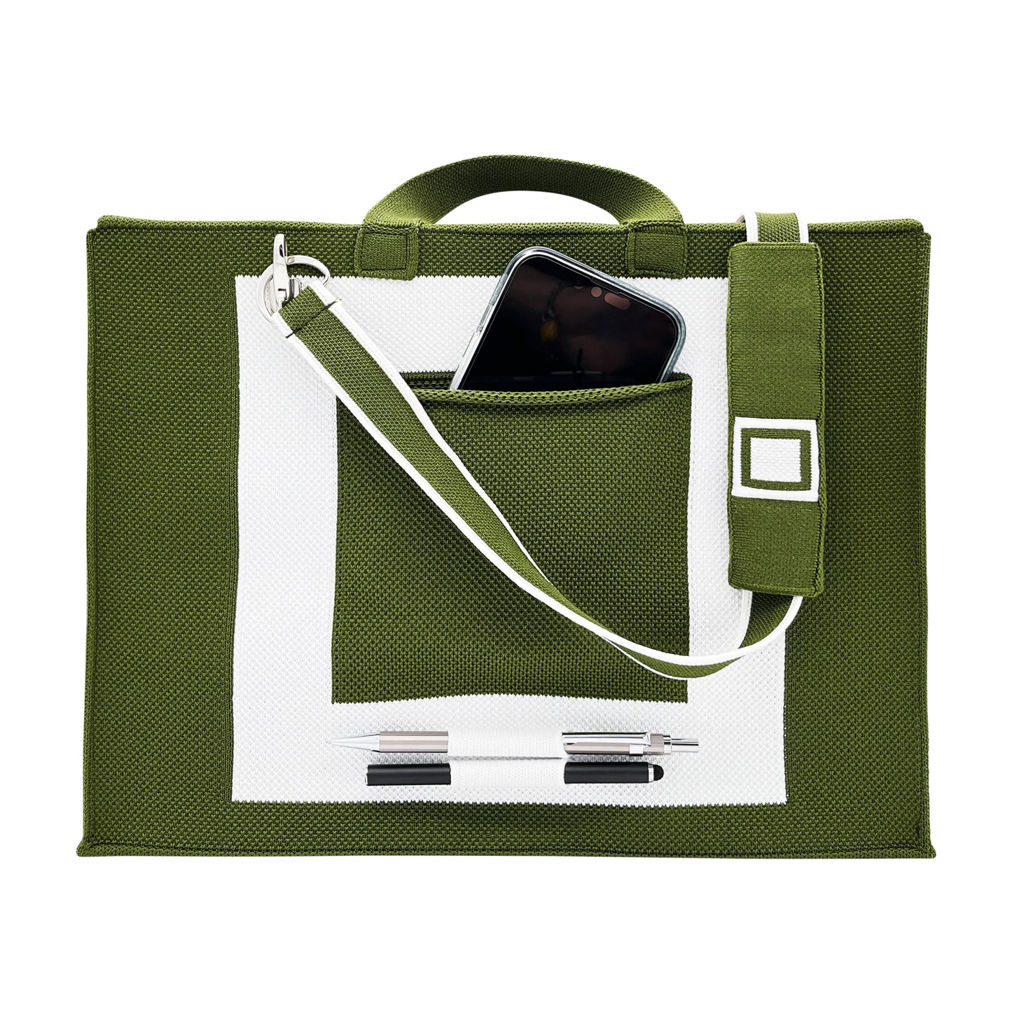 Frankfurt Laptop Bag: Olive Green+White