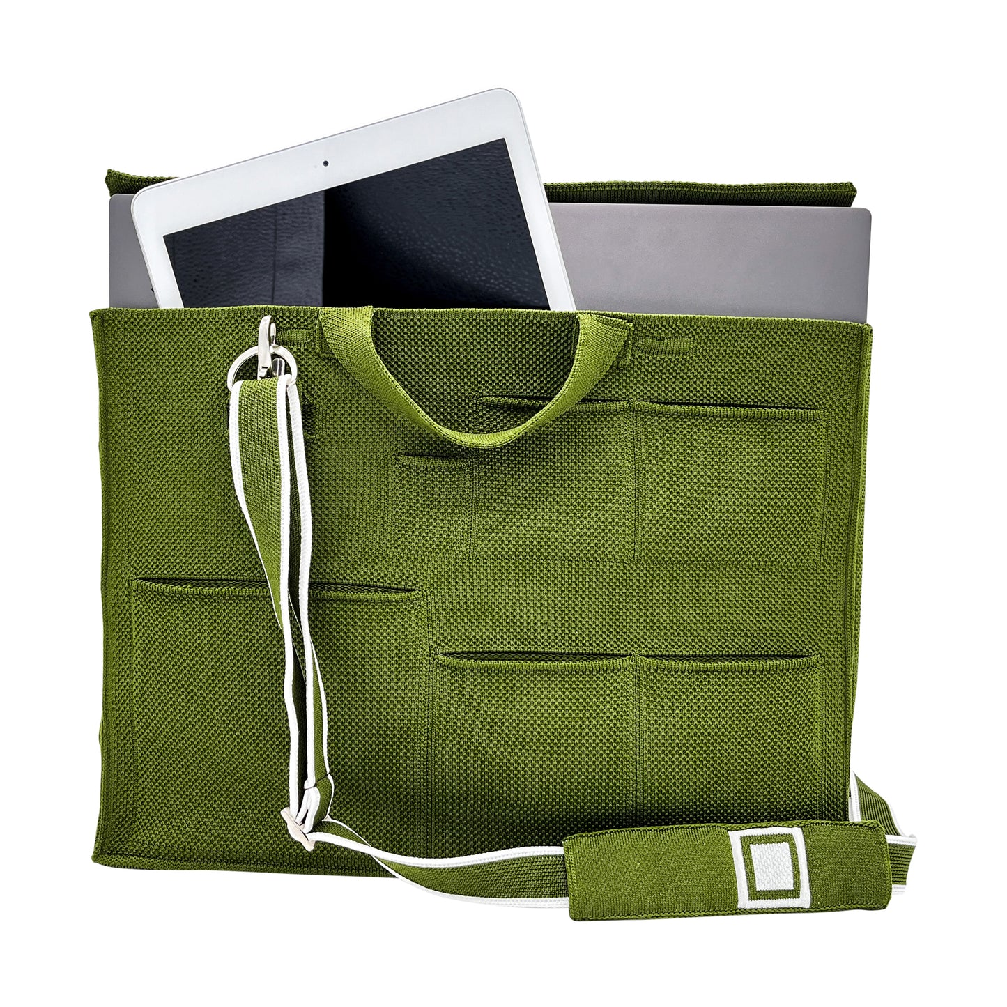 Frankfurt Laptop Bag: Olive Green+White