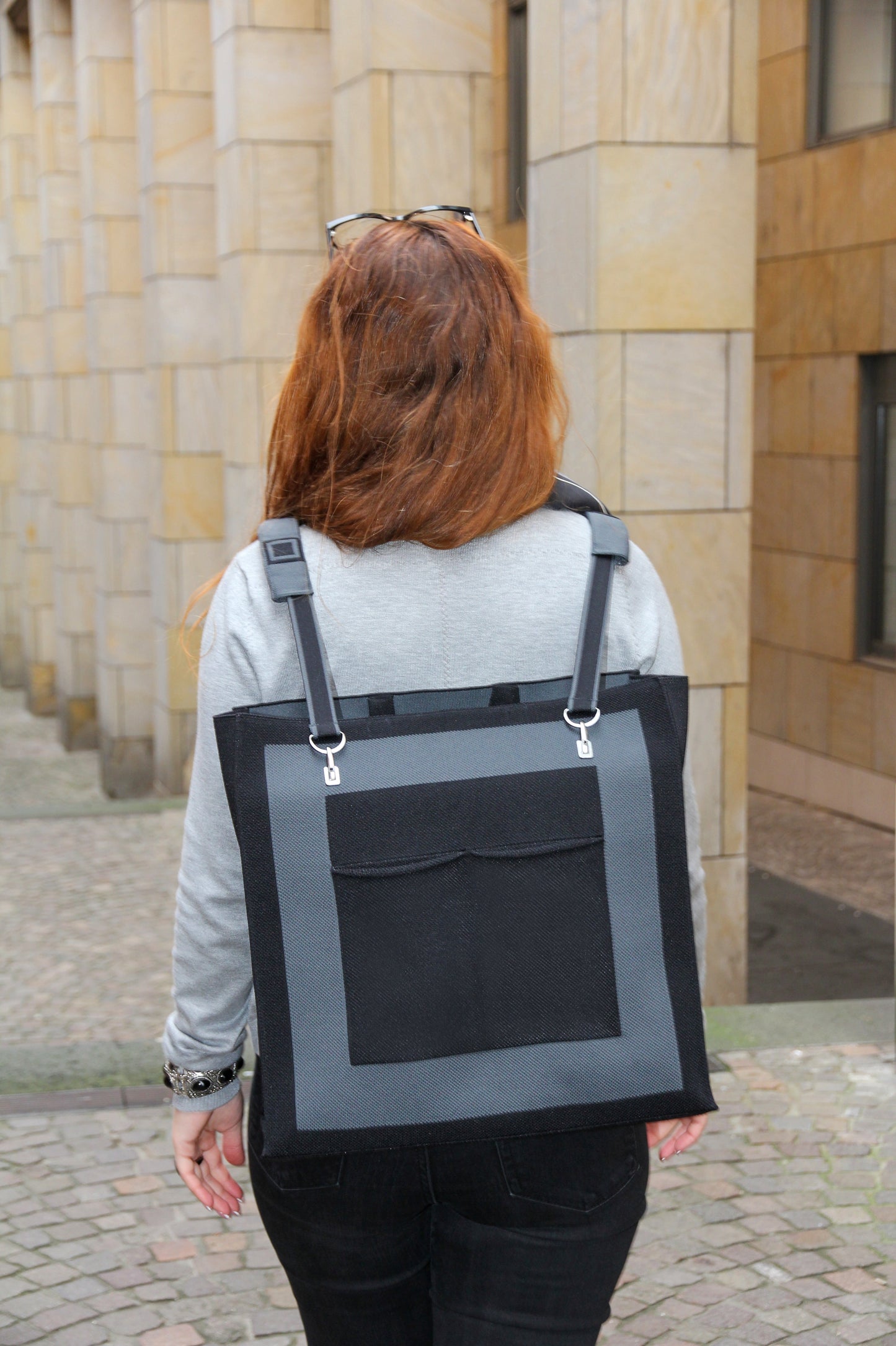 London Tote Bag: Black + Dark Grey