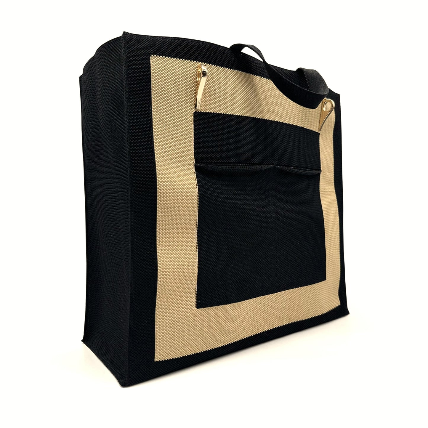 London Tote Bag: Beige + Black